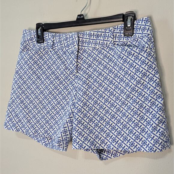The Limited Blue & White Patterned Flat Front Preppy Chino Shorts Size 4 - Picture 2 of 8